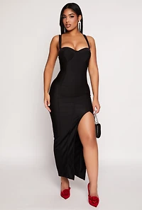 Haute Monde Side Slit Bustier Maxi Dress