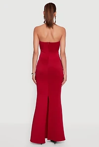 Rhinestone Plunge Trim Detail Mermaid Dress