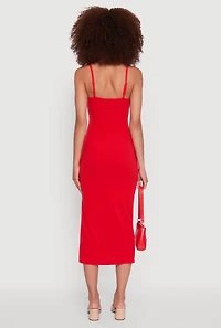 Womens Trendy Scoop Neck Solid Cami Dress, Red, Size S