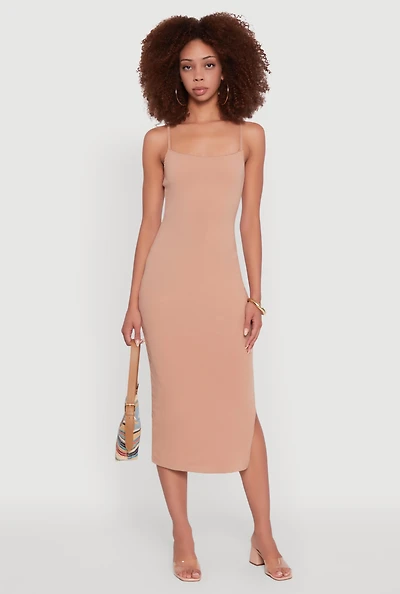 Womens Trendy Scoop Neck Solid Cami Dress,