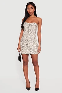 Snake Print Sleeveless Button Front Mini Dress