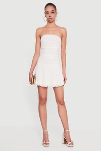 Lace Ruched Mini Tube Dress