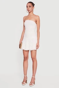 Lace Ruched Mini Tube Dress