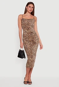 Leopard Print Sleeveless Bodycon Dress