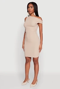 Womens Textured Knit One Shoulder Bodycon Dress,