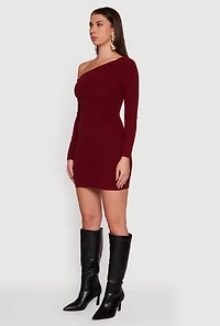 One Shoulder Long Sleeve Bodycon Dress