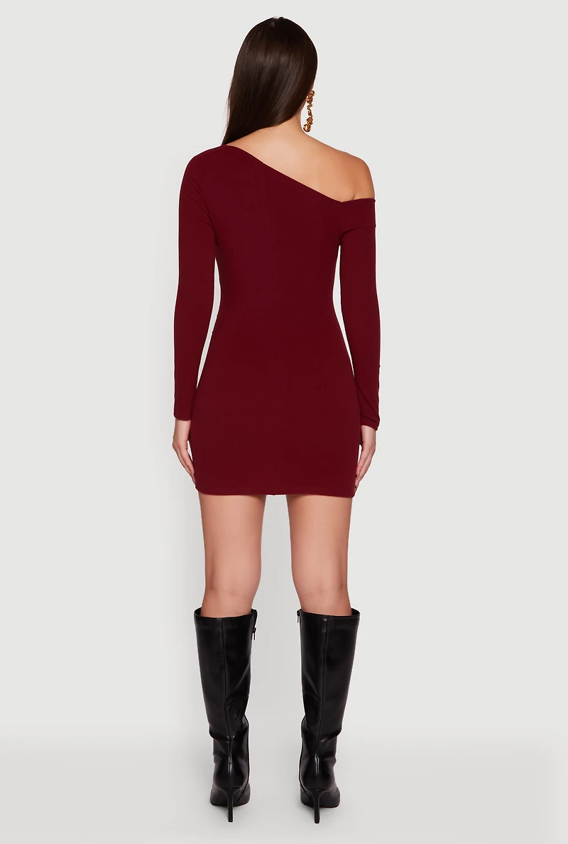 One Shoulder Long Sleeve Bodycon Dress