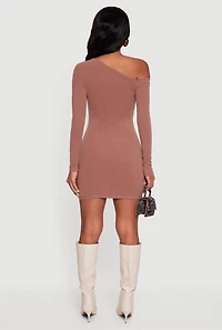 One Shoulder Long Sleeve Bodycon Dress
