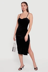Velvet Sweetheart Bustier Dress with Side Slit