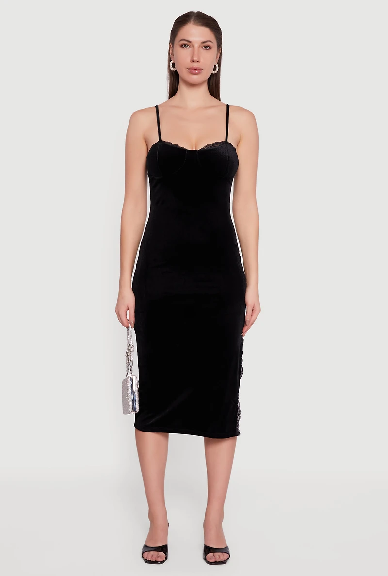 Velvet Sweetheart Bustier Dress with Side Slit