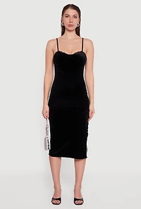 Velvet Sweetheart Bustier Dress with Side Slit