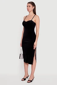 Velvet Sweetheart Bustier Dress with Side Slit