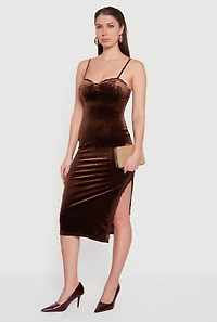 Velvet Sweetheart Bustier Dress with Side Slit