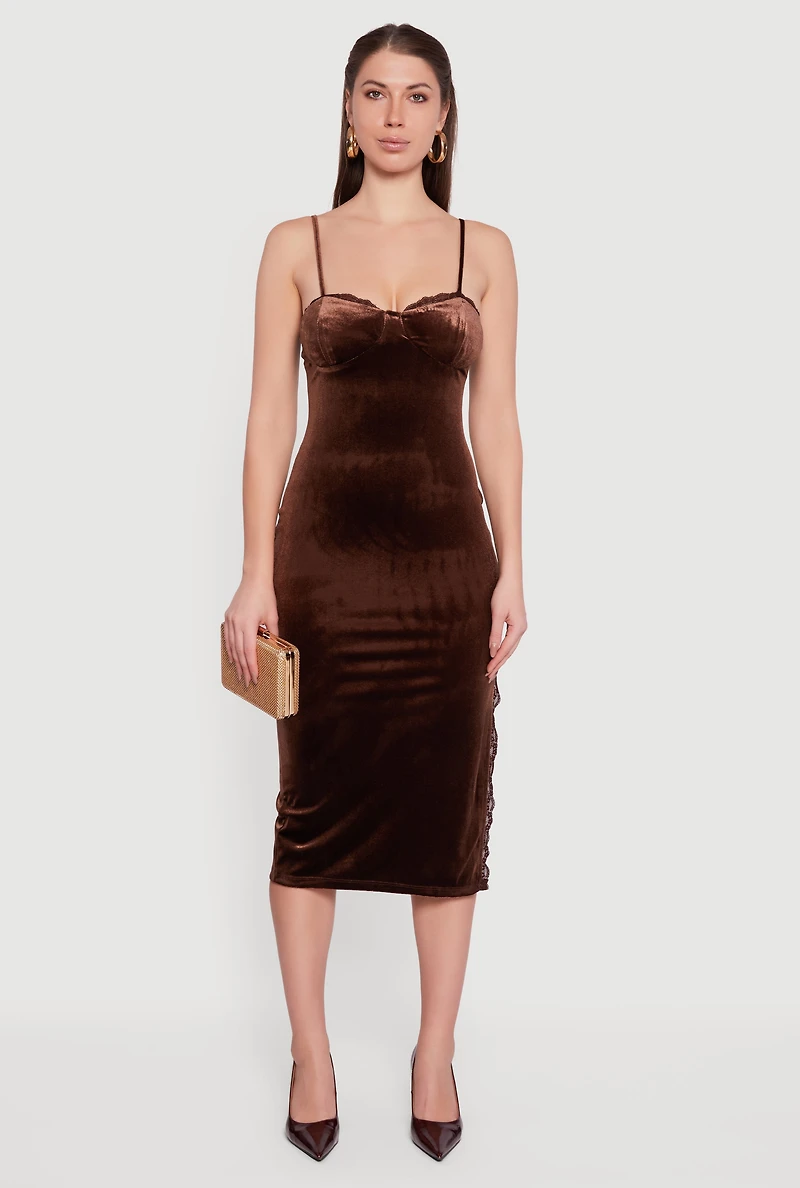 Velvet Sweetheart Bustier Dress with Side Slit