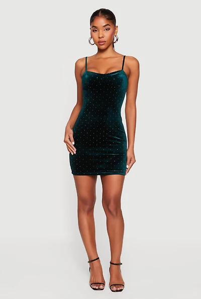 Velvet Bustier Mini Dress with Rhinestones