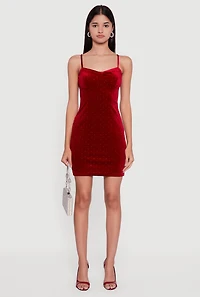 Velvet Bustier Mini Dress with Rhinestones