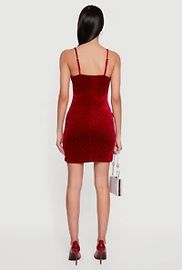 Velvet Bustier Mini Dress with Rhinestones