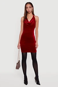 Velvet Halter Neck Mini Dress