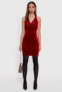 Velvet Halter Neck Mini Dress