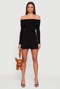 Ruched Fold Over Off the Shoulder Tiered Skater Dress