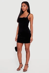 Velvet Bow Detail Tie Back Mini Dress