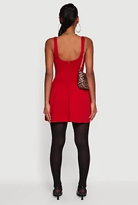 Scuba Square Neck Open Back Corset Skater Dress