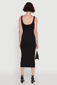 Womens Iris Textured Knit Tank Midi Dress, Black, Size S