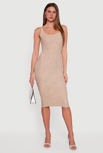 Womens Iris Textured Knit Tank Midi Dress,