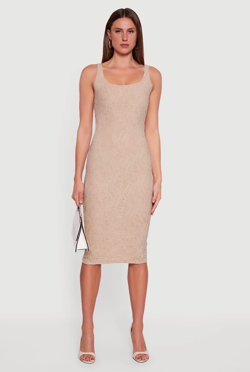 Womens Iris Textured Knit Tank Midi Dress,