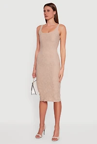 Womens Iris Textured Knit Tank Midi Dress, Beige,