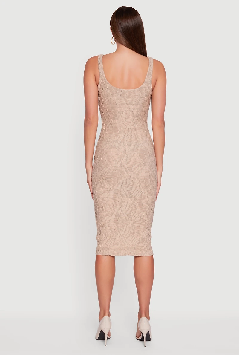 Womens Iris Textured Knit Tank Midi Dress,
