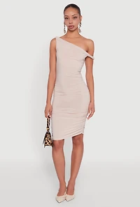 Ruched One Shoulder Bodycon Mini Dress