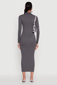 Womens Collared Double Zip Front Midi Dress, Grey, Size S