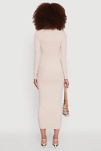 Womens Collared Double Zip Front Midi Dress, Beige, Size S