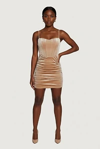 Velvet Ruched Corset Mini Dress