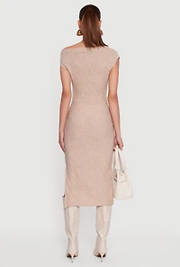 Textured Knit One Shoulder Midi Dress