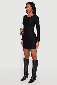 Keyhole Back Textured Mesh Mini Dress