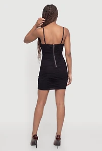 Floral Lace Bustier Detail Cowl Neck Mini Dress