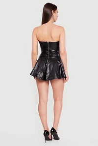 Faux Leather Lace Up Front Corset Romper