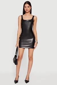 Faux Leather Zip Back Bodycon Mini Dress