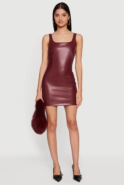 Faux Leather Zip Back Bodycon Mini Dress