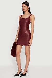 Faux Leather Zip Back Bodycon Mini Dress