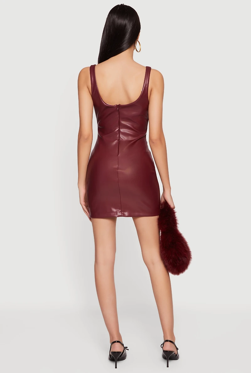 Faux Leather Zip Back Bodycon Mini Dress