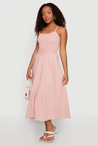 Sleeveless Smocked Midi Dress