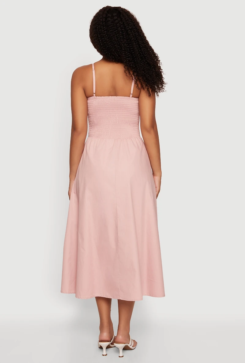 Sleeveless Smocked Midi Dress