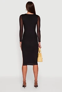 Womens Almost Famous Mesh Rose Print Side Slit Dress, Black, Size S