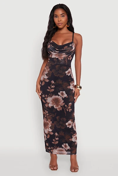 Womens Floral Mesh Padded Cup Sweetheart Bustier Dress, M