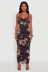Womens Floral Mesh Padded Cup Sweetheart Bustier Dress, M