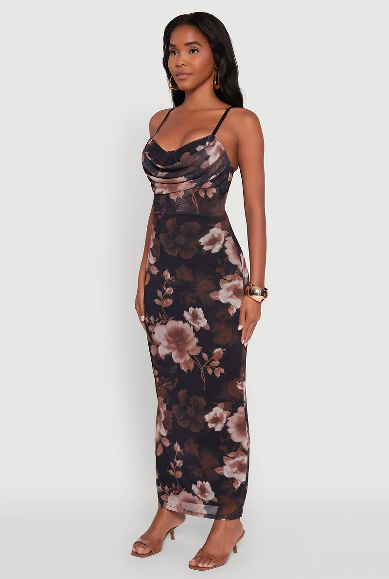 Womens Floral Mesh Padded Cup Sweetheart Bustier Dress, Multi, Size M