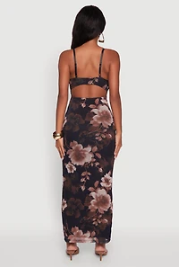 Womens Floral Mesh Padded Cup Sweetheart Bustier Dress, M